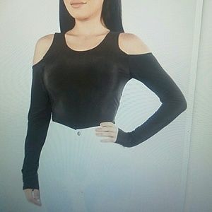 Fashion Nova Long Sleeve Cold Shoulder Bodysuit