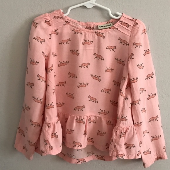 Cherokee peplum fox pink long sleeve shirt 4/5