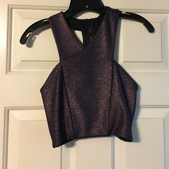 Express dusty purple metallic crop top