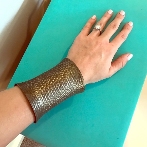Snakeskin printed silver cuff