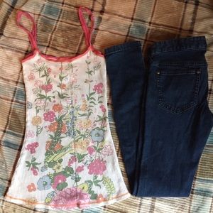 Jennifer skinny jean jegging & tank top Sz2 S