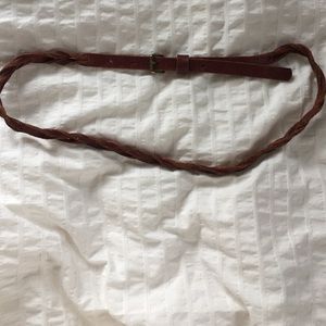 Thin Braided GENUINE LEATHER Brown Belt