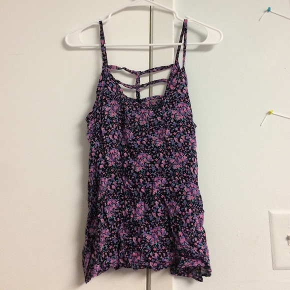 PacSun Tank Top Floral Print with Criss Cross