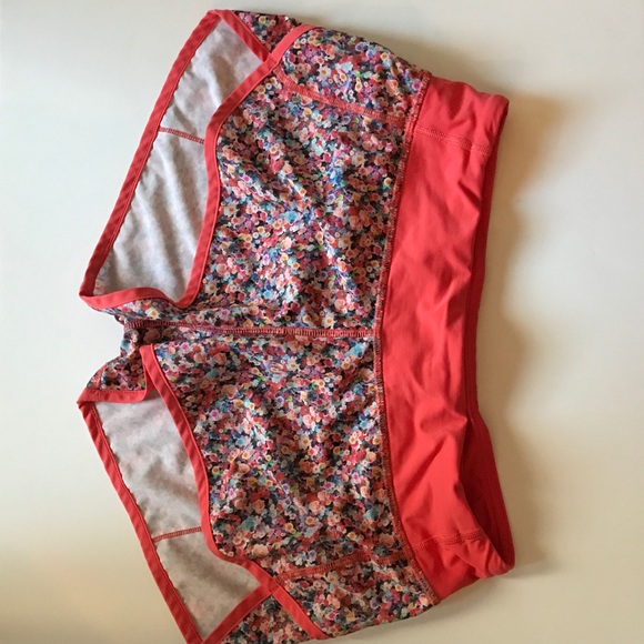 Lululemon orange floral running/ work out shorts