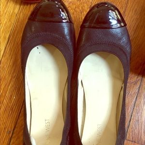 Nine West black ballerina flats worn twice