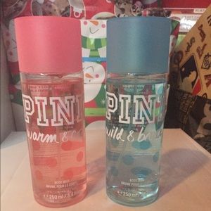 2 pink body mists