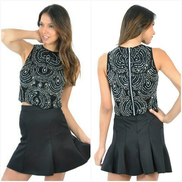 3/$30 LF TFNC London Black Mini Tess Skater Skirt