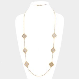 Two tone quatrefoil clover necklace & earrings