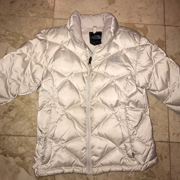 Girls Pearl White North Face jacket