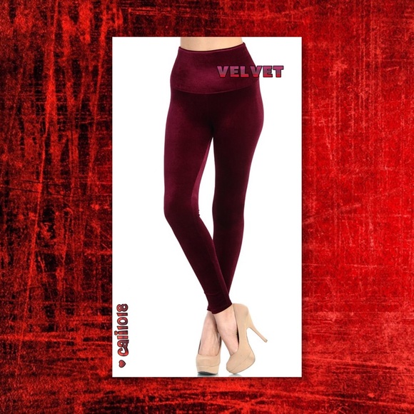 Glam Squad 2 You Pants - 1 LEFT🆕Burgundy Velvet High Waist Leggings