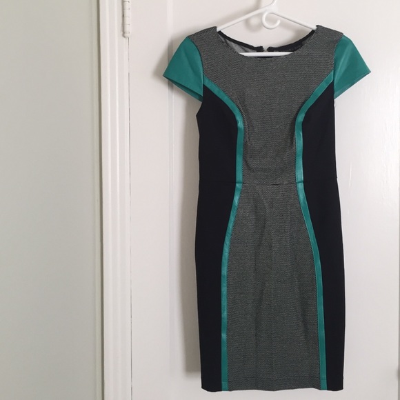 Sachin & Babi dress: black & white, green leather