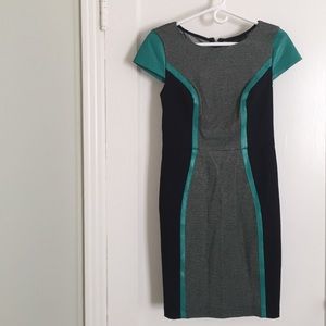 Sachin & Babi dress: black & white, green leather