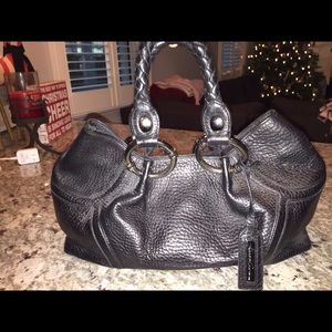 Black leather tote