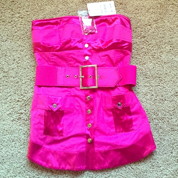 Pink strapless top, convertible to halter