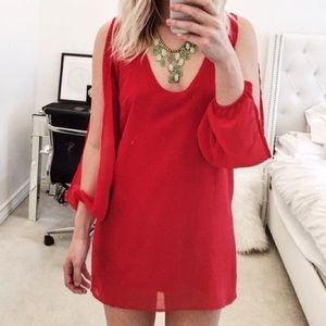 Tobi Long Sleeve Red Dress