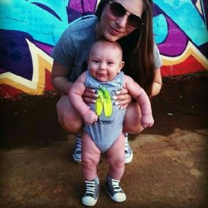 Graphic sleeveless onsie