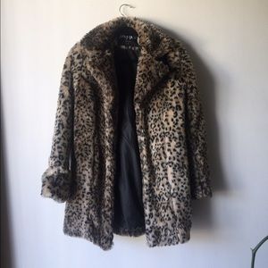 Faux fur leopard coat
