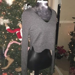 Bcbg grey crop top sweater
