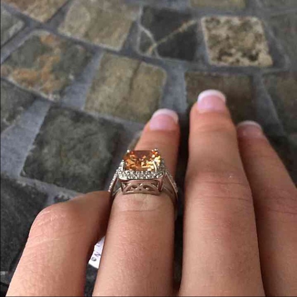 Cushion Morganite Gemstone Silver Engagement Ring - Picture 4 of 4