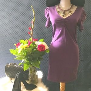 Form fitting elegant mid sleeve purple dress