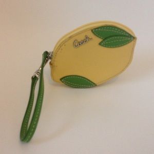 Coach Patent Leather Lemon Wristlet Coin Pouch