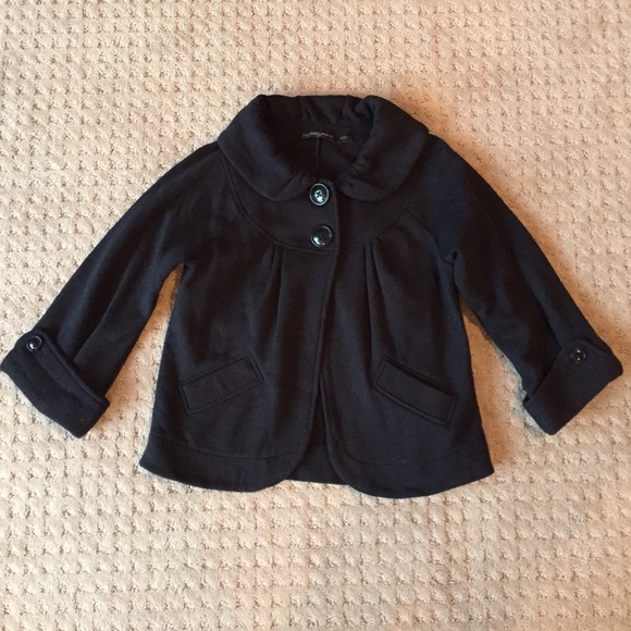 Guess Women's Black 3/4 Sleeve Sweatshirt Jacket