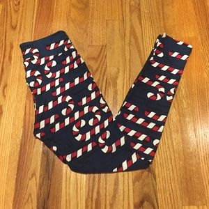BNWOT LuLaRoe OS Candy Cane Leggings