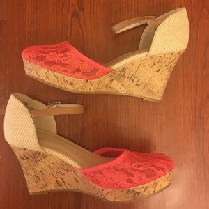 Hot Pink Lace Wedge