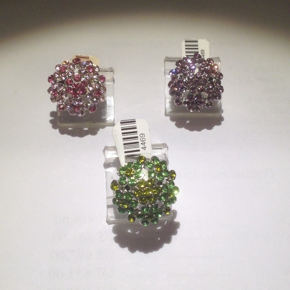 Rhinestone Cocktail Rings Assorted Colors - Picture 3 of 4