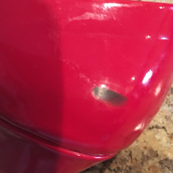 Red open toe shoes Wedge heel. - Picture 3 of 4