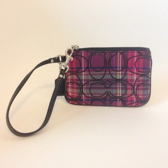 Coach Plaid Wristlet