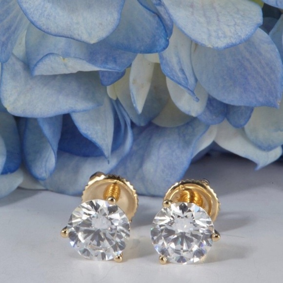 4.0CT Brilliant Diamond 14K Gold Martini Studs - Picture 5 of 6