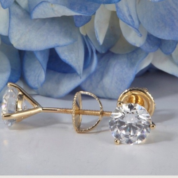 4.0CT Brilliant Diamond 14K Gold Martini Studs - Picture 6 of 6