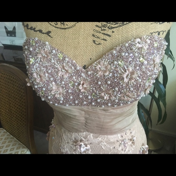 Gorgeous hand beaded one of a kind mermaid gown - Picture 2 of 4