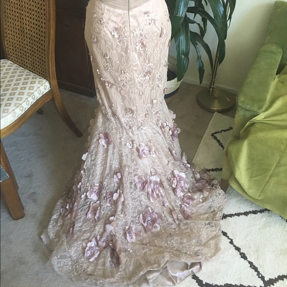 Gorgeous hand beaded one of a kind mermaid gown - Picture 3 of 4