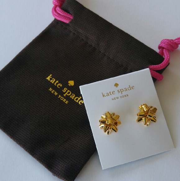 Kate Spade Gold Bourgeois Bow Earrings NWT