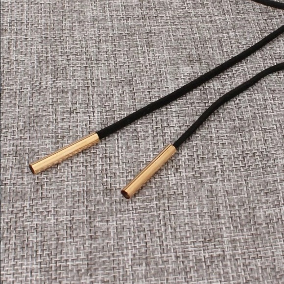 Long leather boho rope choker necklace gold - Picture 2 of 5