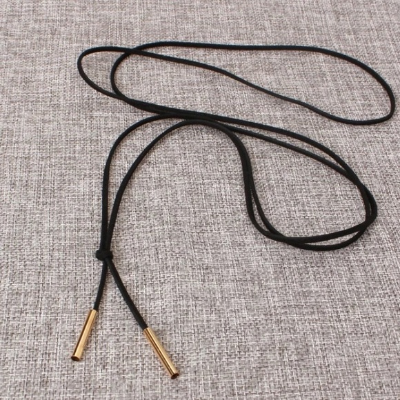 Long leather boho rope choker necklace gold - Picture 3 of 5