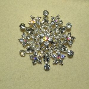 Rhinestone Snow Flake Pin Medium