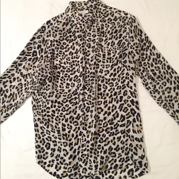 Equipment leopard femme silk top, size M