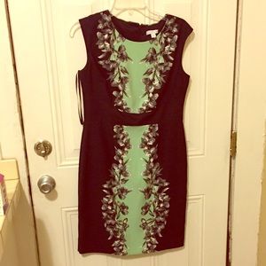NY&Co business dress with green floral design