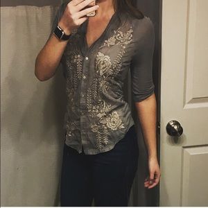 Anthropologie gray blouse