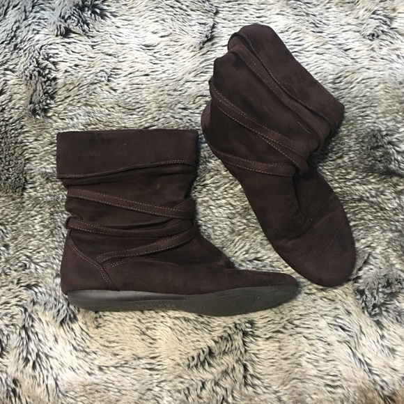 brown suede booties