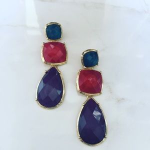 Dramatic multi color holiday earrings