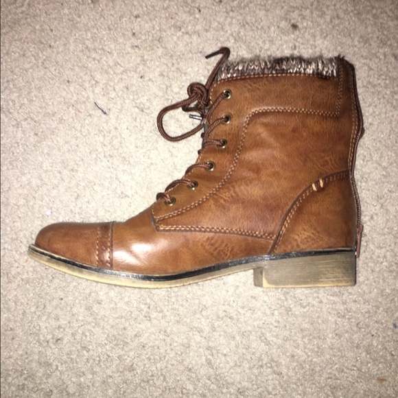 Brown combat boots