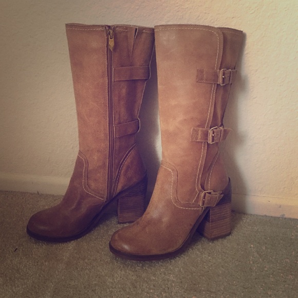 Fergie Leather Boots with Buckle