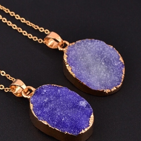 Cute Quartz Rock Necklace Pendant in Purple