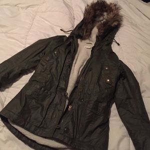 H&M faux fur hooded parka size 6