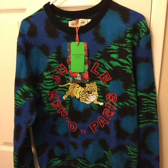 Mens kenzo sweater with tiger embroidery, sz small