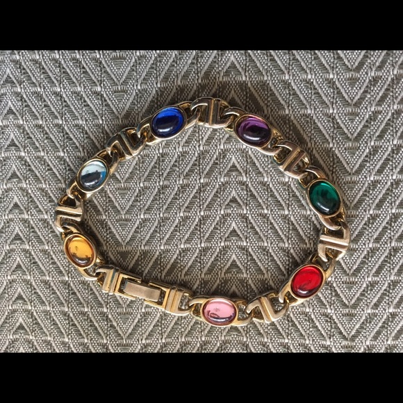 Tennis Bracelet with red green stones multi color bracelet - Picture 4 of 7